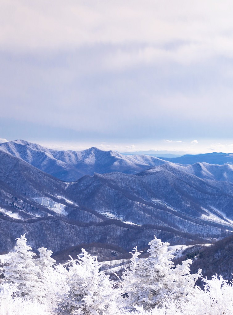 A snow-covered Blowing Rock