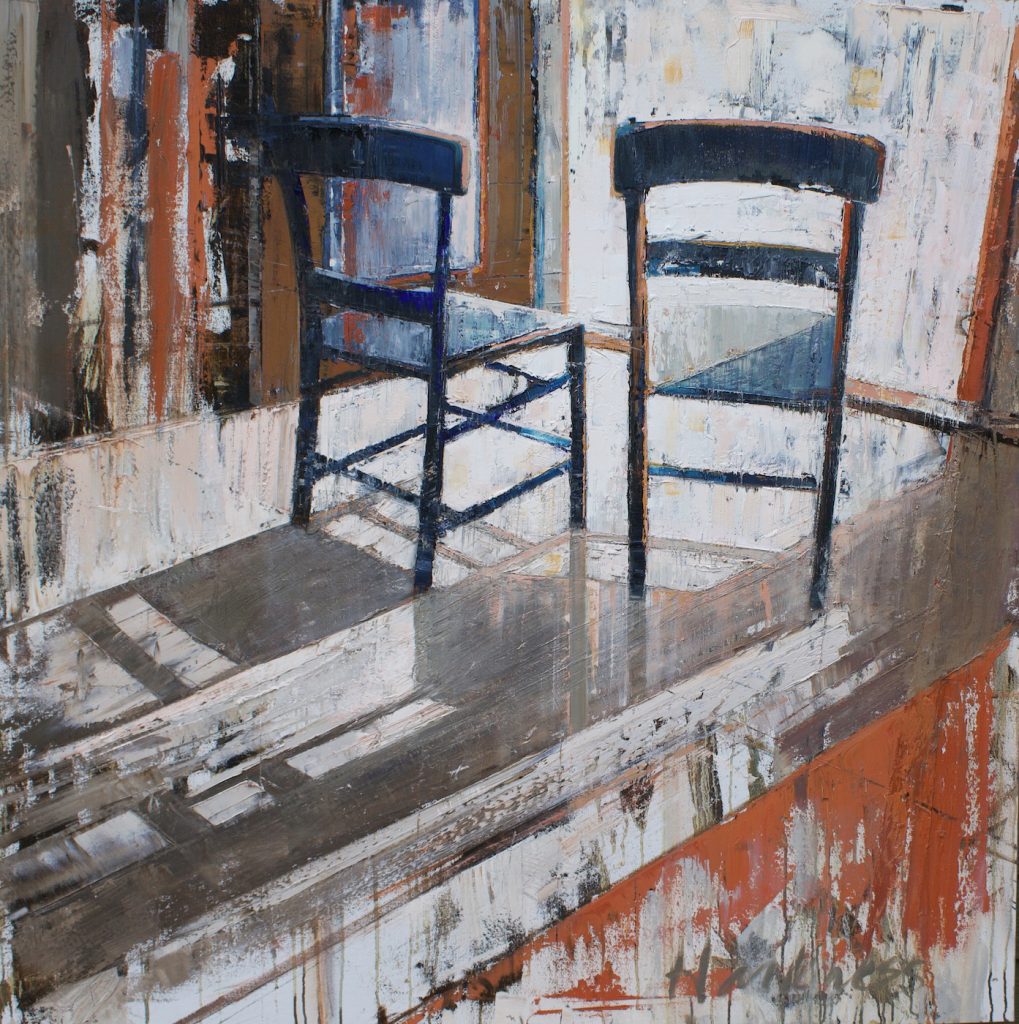 oil painting of indoor chairs