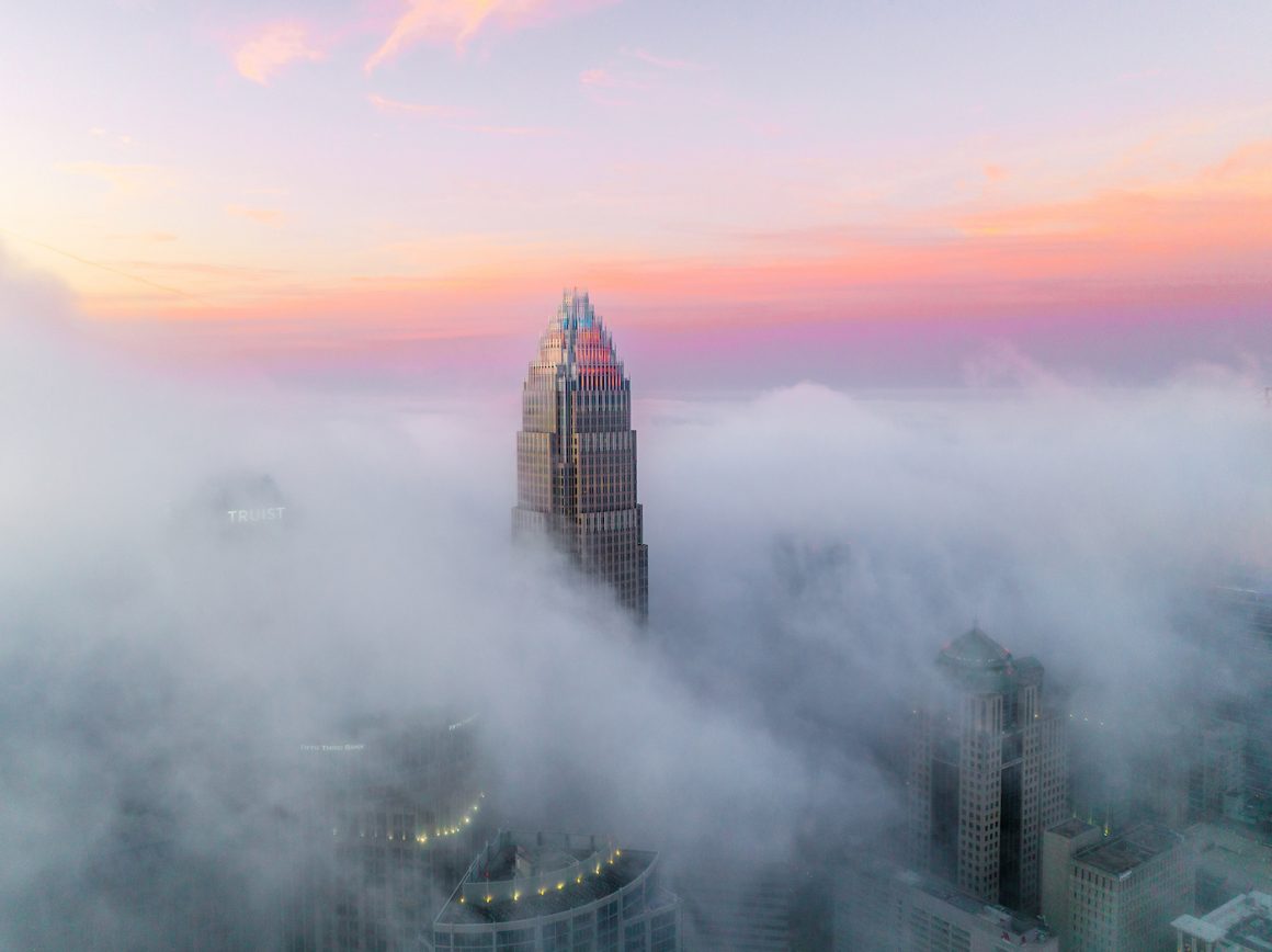 Charlotte NC in the clouds taken by Mike Anthony - One of the best photographers in North Carolina