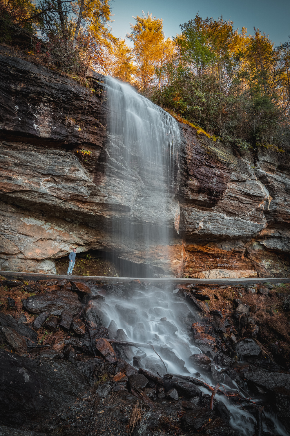 Where To See Fall Foliage In North Carolina - Bridal Veil Falls in Highlands NC