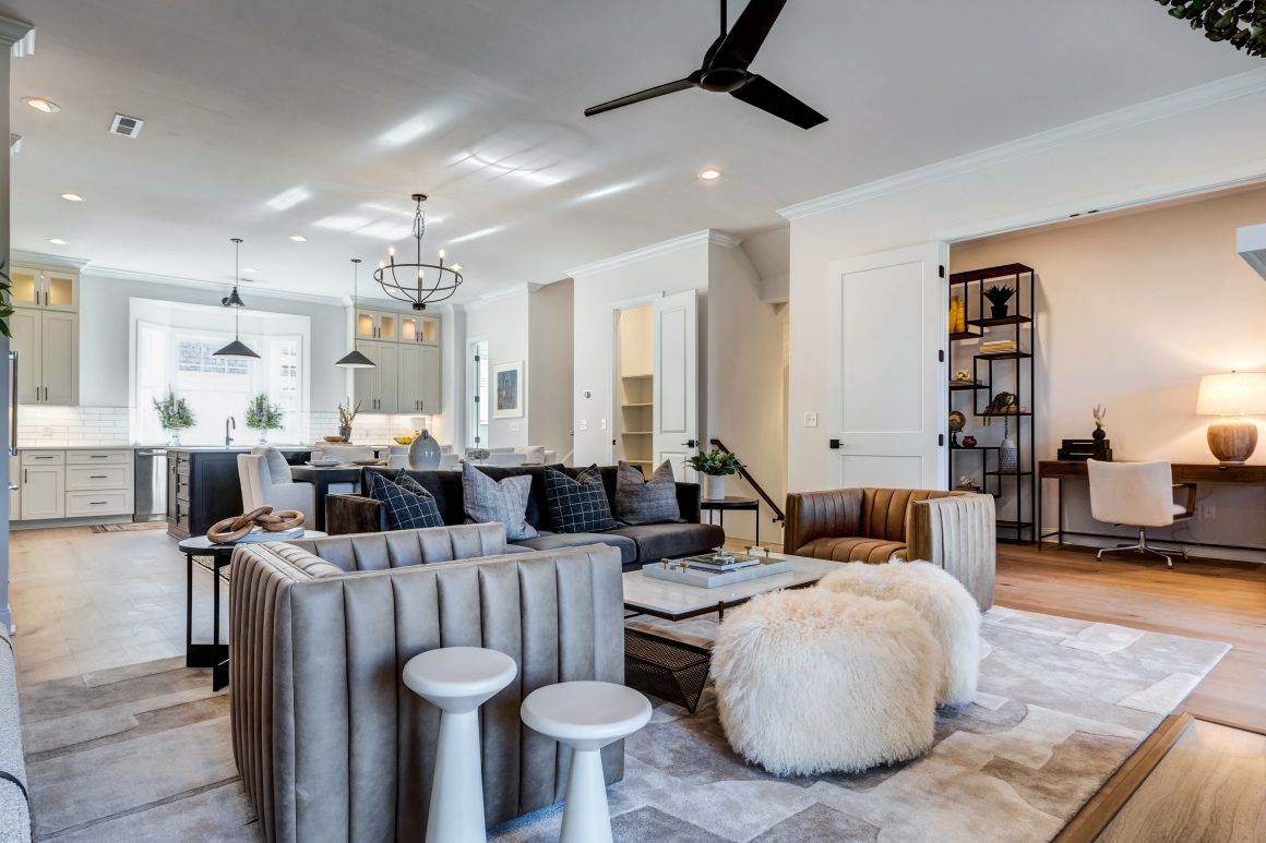 Family Room at Townes at SouthPark Luxury Townhomes In Charlotte NC