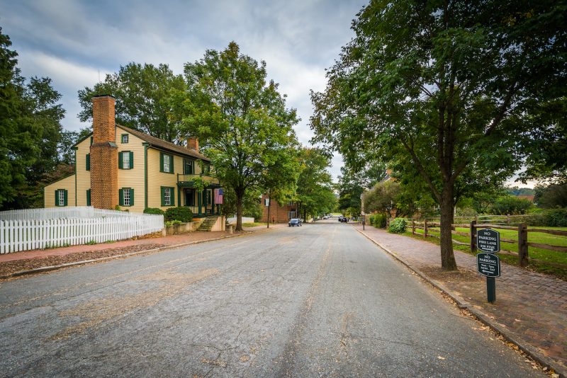 Main Street in the Old Salem Historic District, in Winston-Salem, North Carolina.