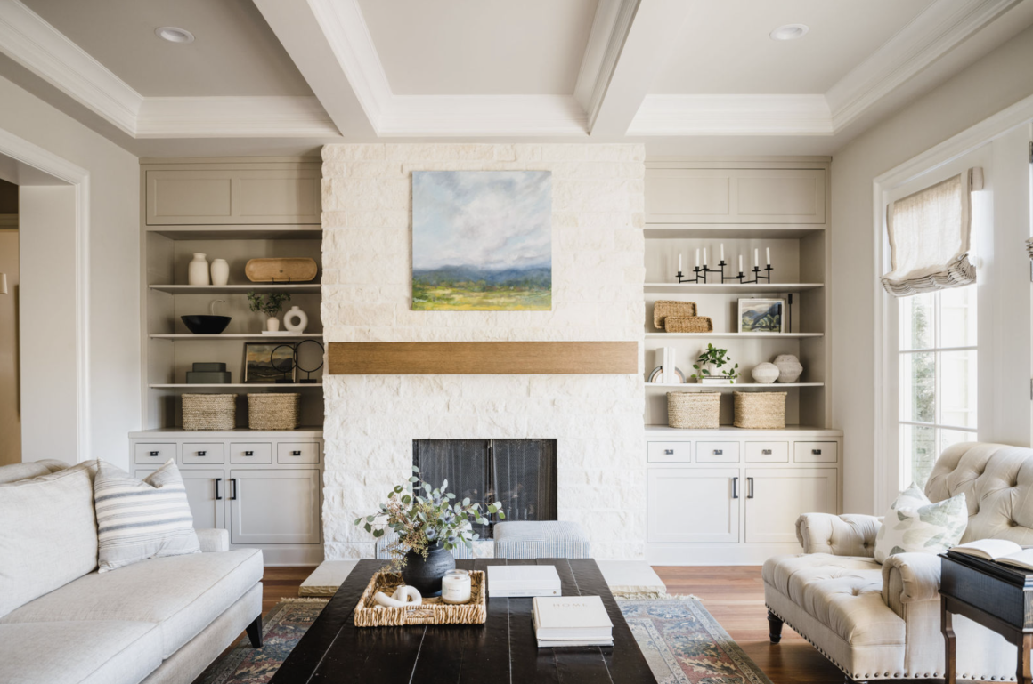white living room built by watershed builders
