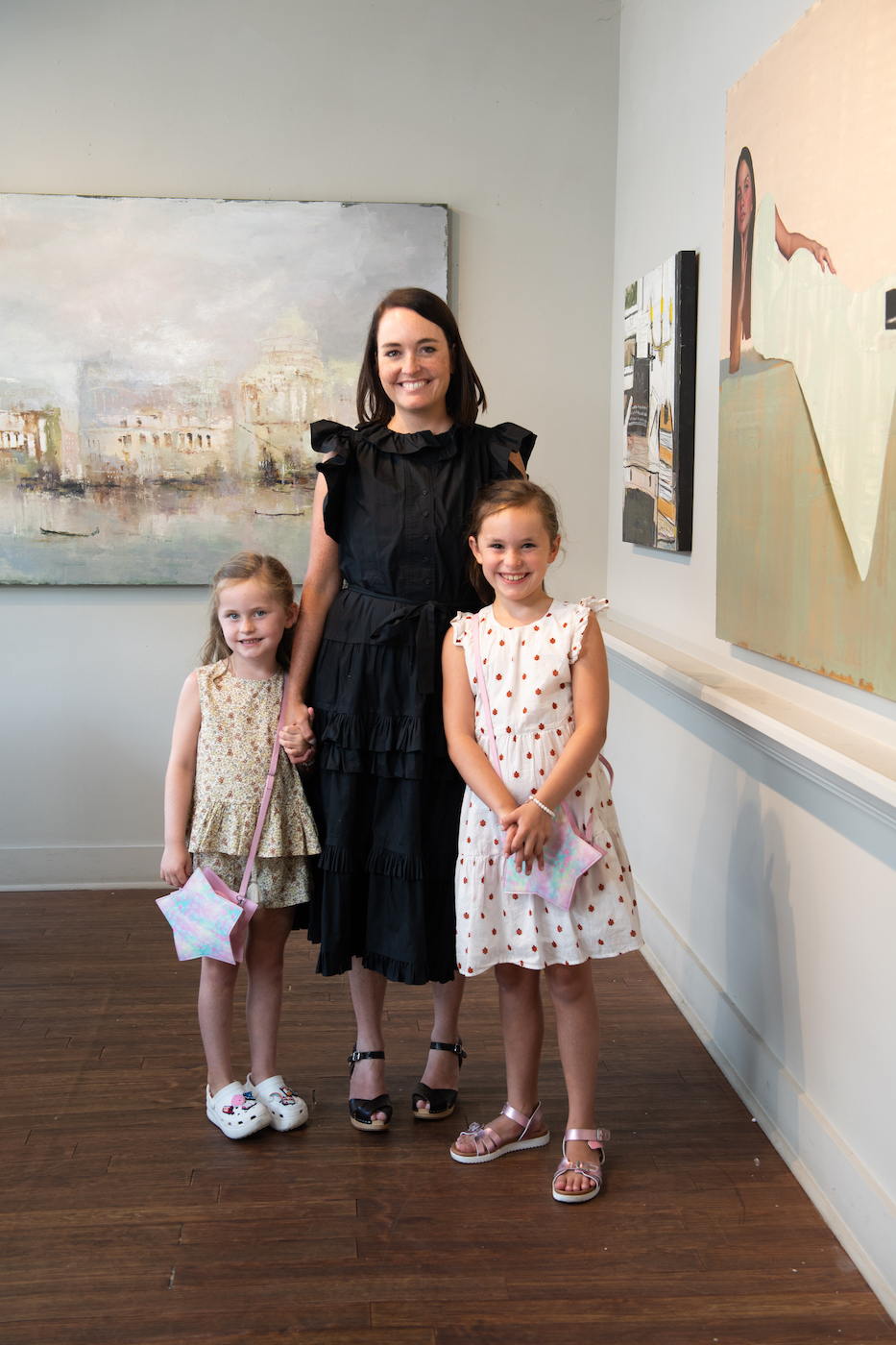 woman and two kids at shain gallery