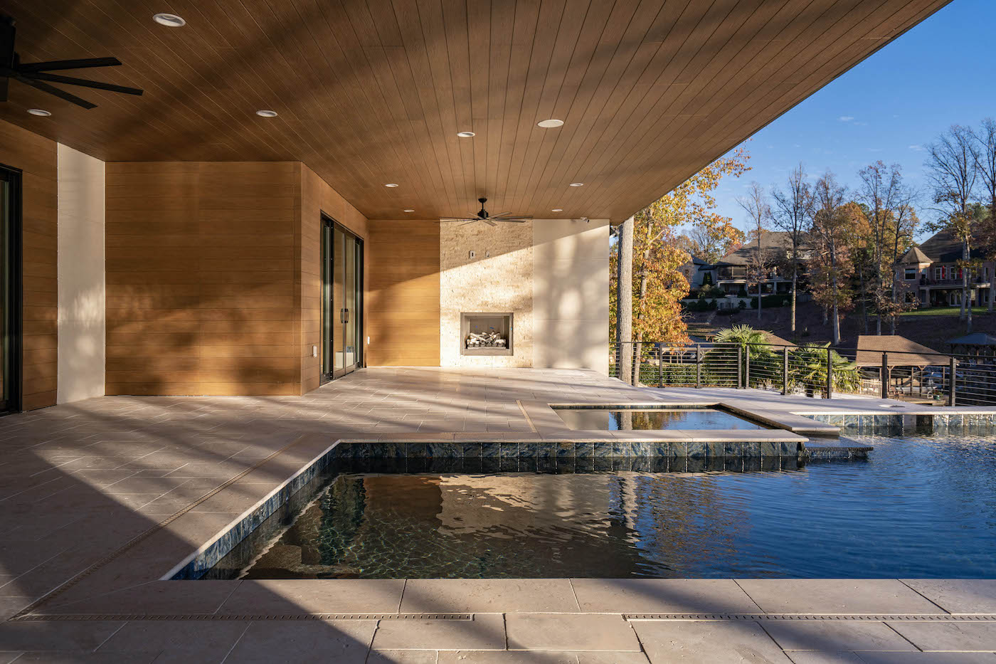 outdoor fireplaces at house by lakemist homes