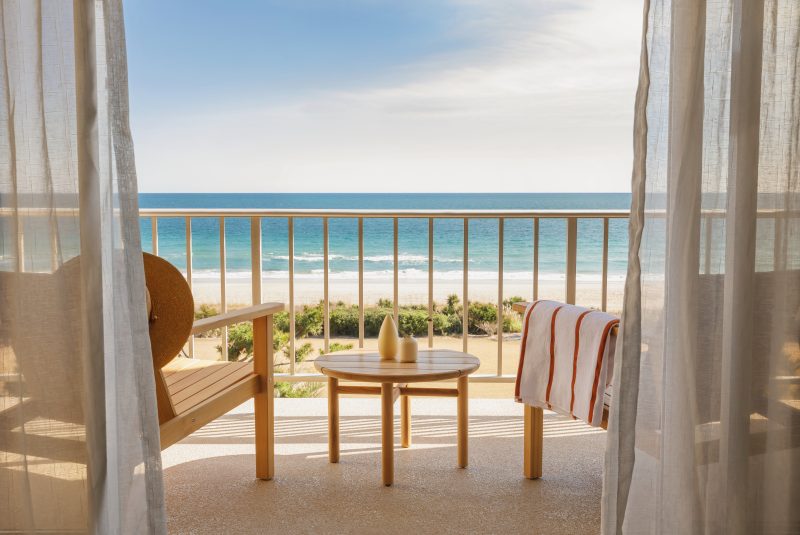 ocean views from a guest room balcony at one of the best hotels in wilmington nc