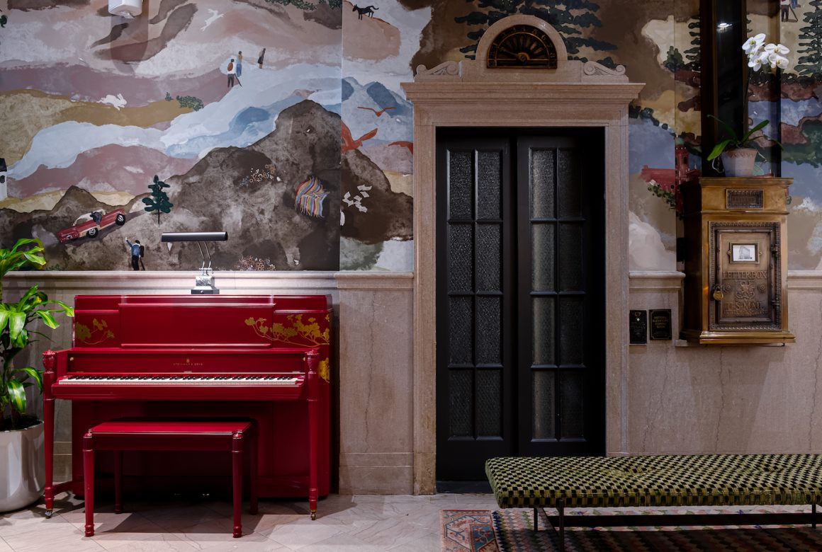 interior of the flat iron hotel in asheville