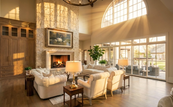 living room by charlotte home builder