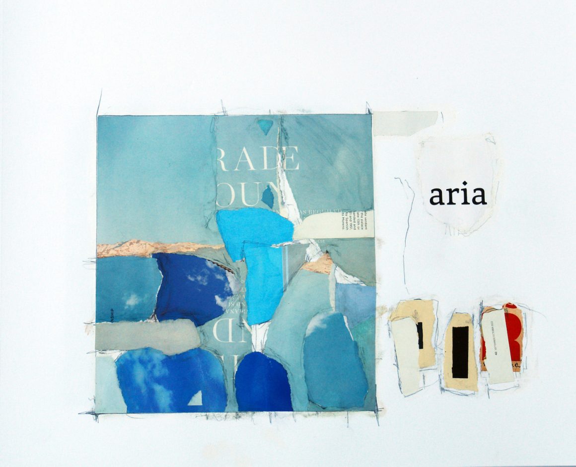 collage work by charlotte artist gregory gibson with blue