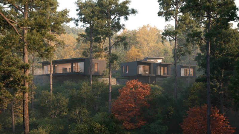 arch11 home tucked in the mountains during fall