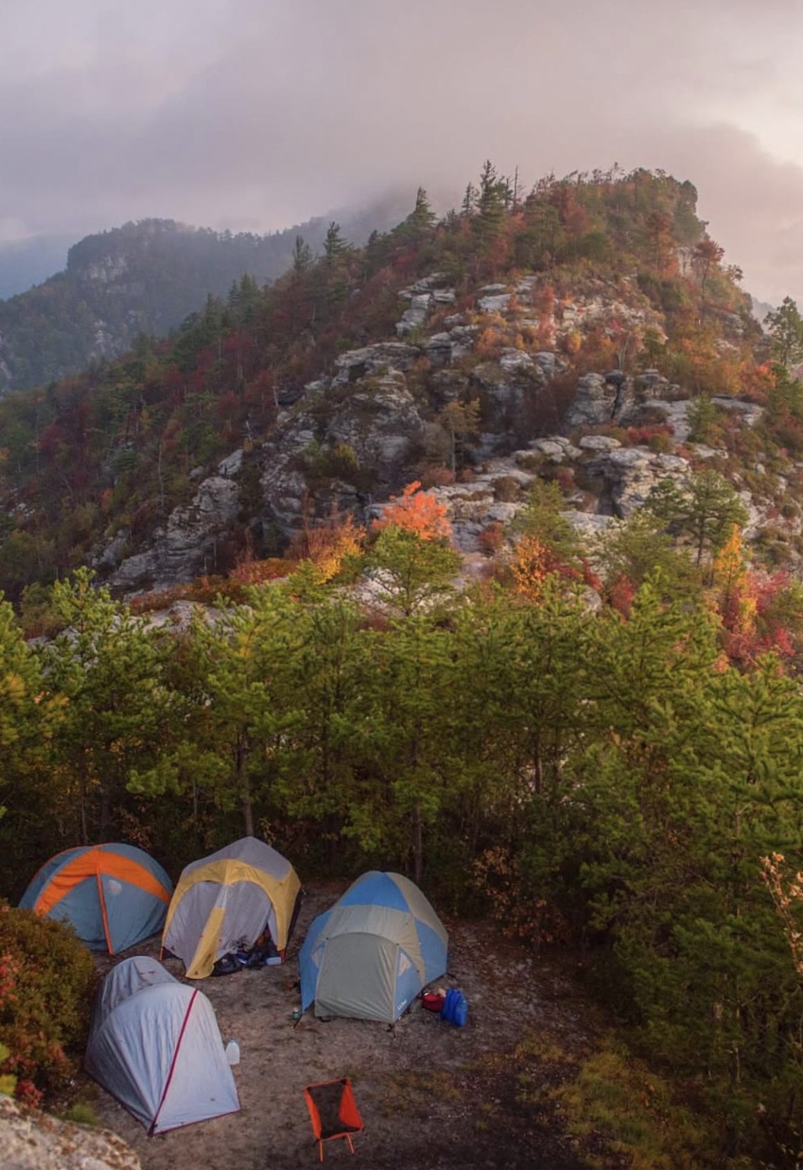 tents set up for fall travel in the carolinas